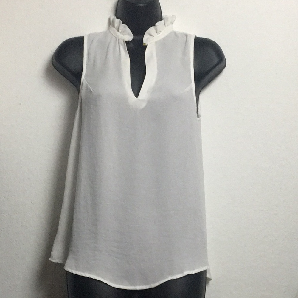 H&M Women’s Elegant White Sleeveless Top w/Ruffles (Size 6)